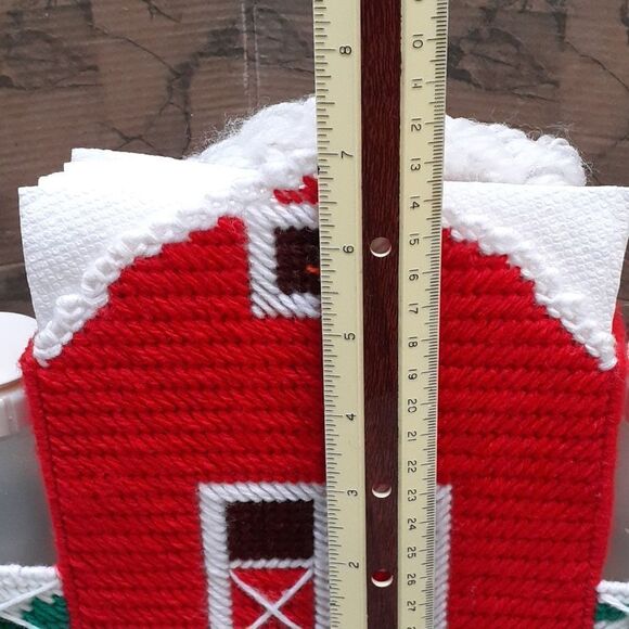 Vintage 2-pcHandmade Needlepoint plastic Canvas barn and 3D birdhouse collection - Picture 9 of 13